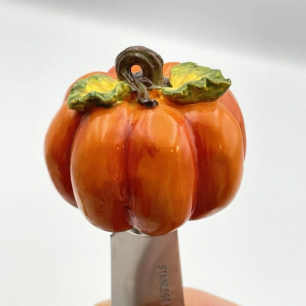 Vintage 2000s Autumn Harvest Cheese Spreaders Sunflower‎ Pumpkin Leaf Acorn Set